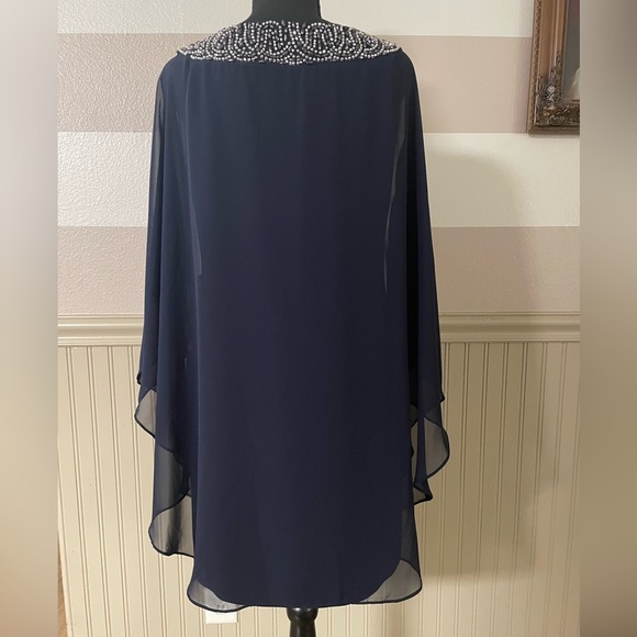 Brand New Xscape Women's Short Ity with Chiffon Bead Overlay - Picture 14 of 14